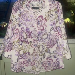 Kim Rogers Women's Floral Blouse - Purple and Green size 20W